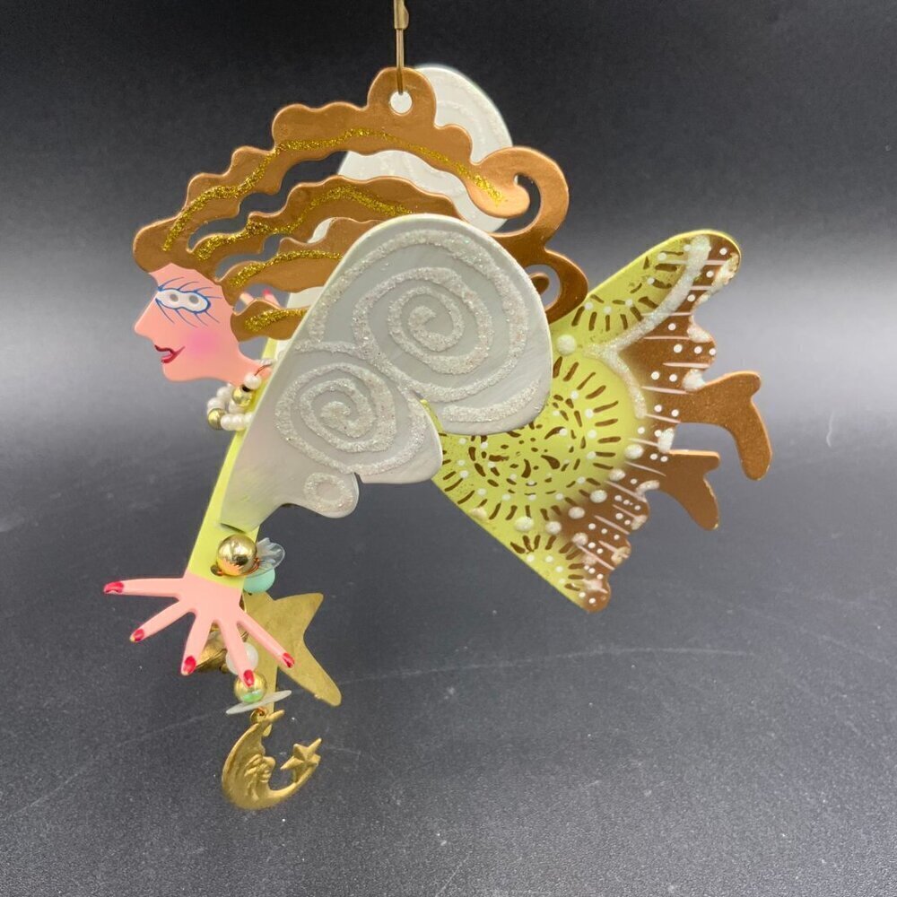 Vintage Signed Karen Rossi for Silvestri Angel in Flight w/Cherubs Ornament - Picture 6 of 9